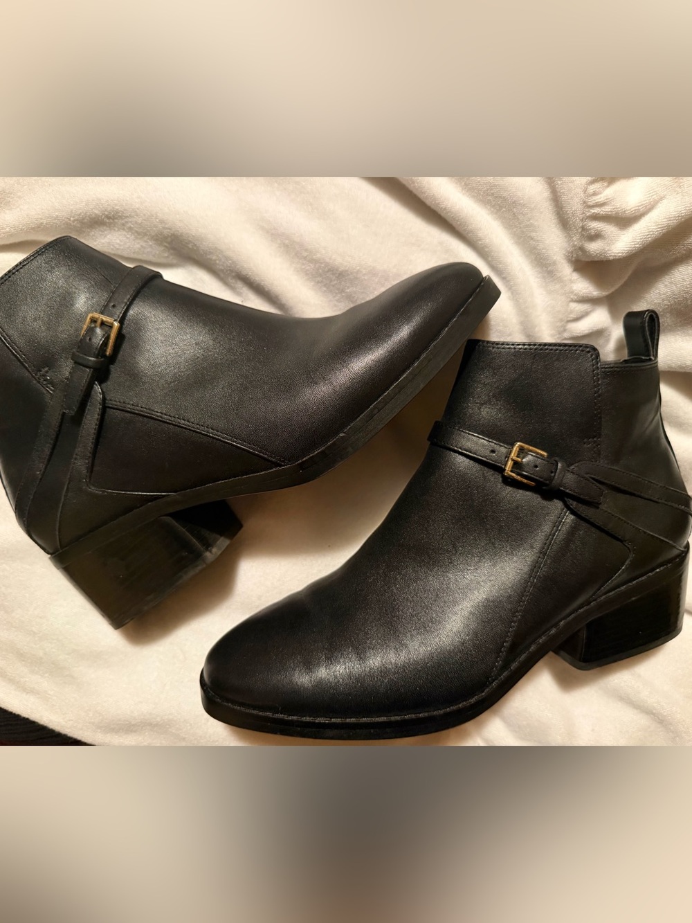 Cole Haan Women's Black Leather Ankle Boots with Buckle